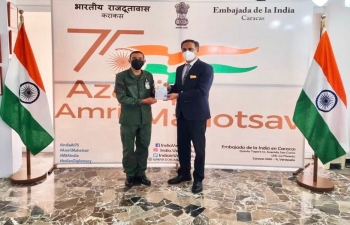 Ambasssdor Abhishek Singh met Mr. Freyd Vargas Monsalve at Embassy who is going to India to attend a short course under ITEC program of Govt. of India, at the Environment Protection Training and Research Institute in Hyderabad from 22 August-3 September, 2022